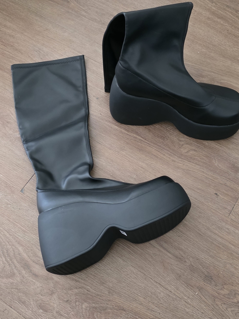 Women's Black Platform Knee-High Boots